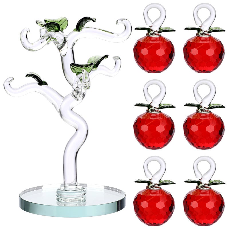 OwnMy Crystal Red Apple Tree Ornament Artificial Apple Tree Figurine Decorative Apple Tree Collectible  Glass Apple Tree Paperweight Table Decoration Centerpiece for Living Room Home Office Birthday - Image 4