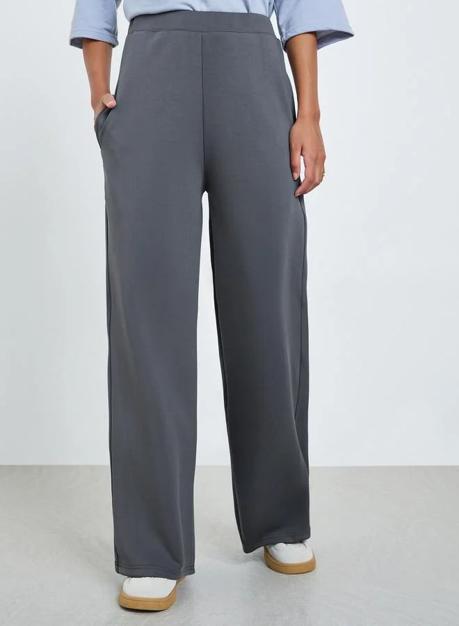 Styli Grey Wide Leg Scuba Joggers