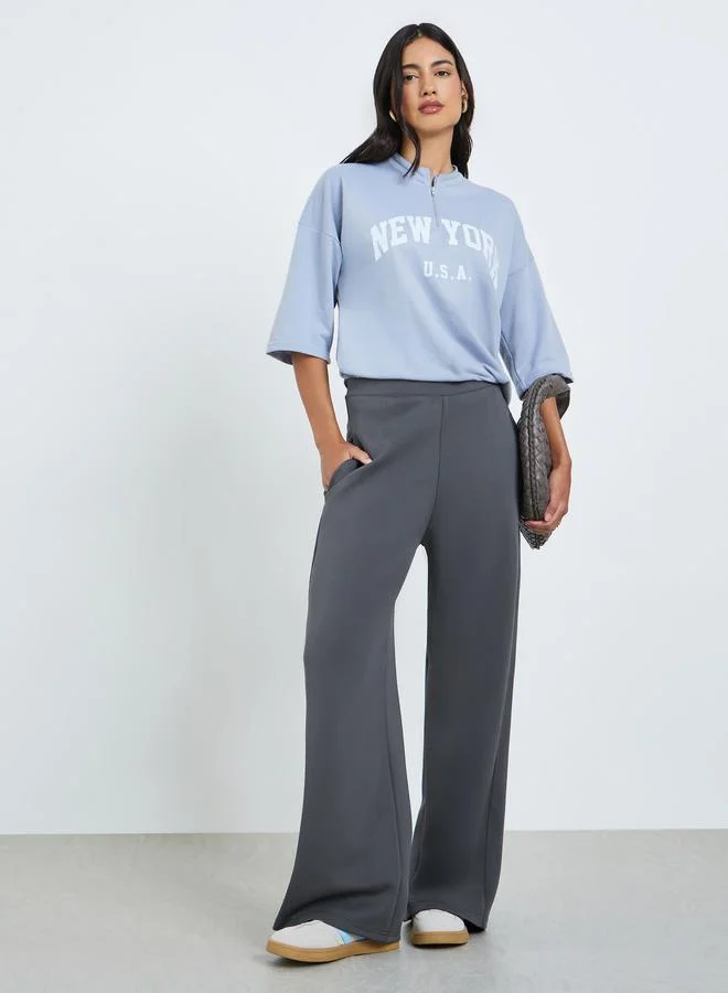 Styli Grey Wide Leg Scuba Joggers
