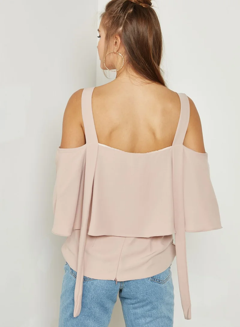 Ginger Ruffle Cold Shoulder Top