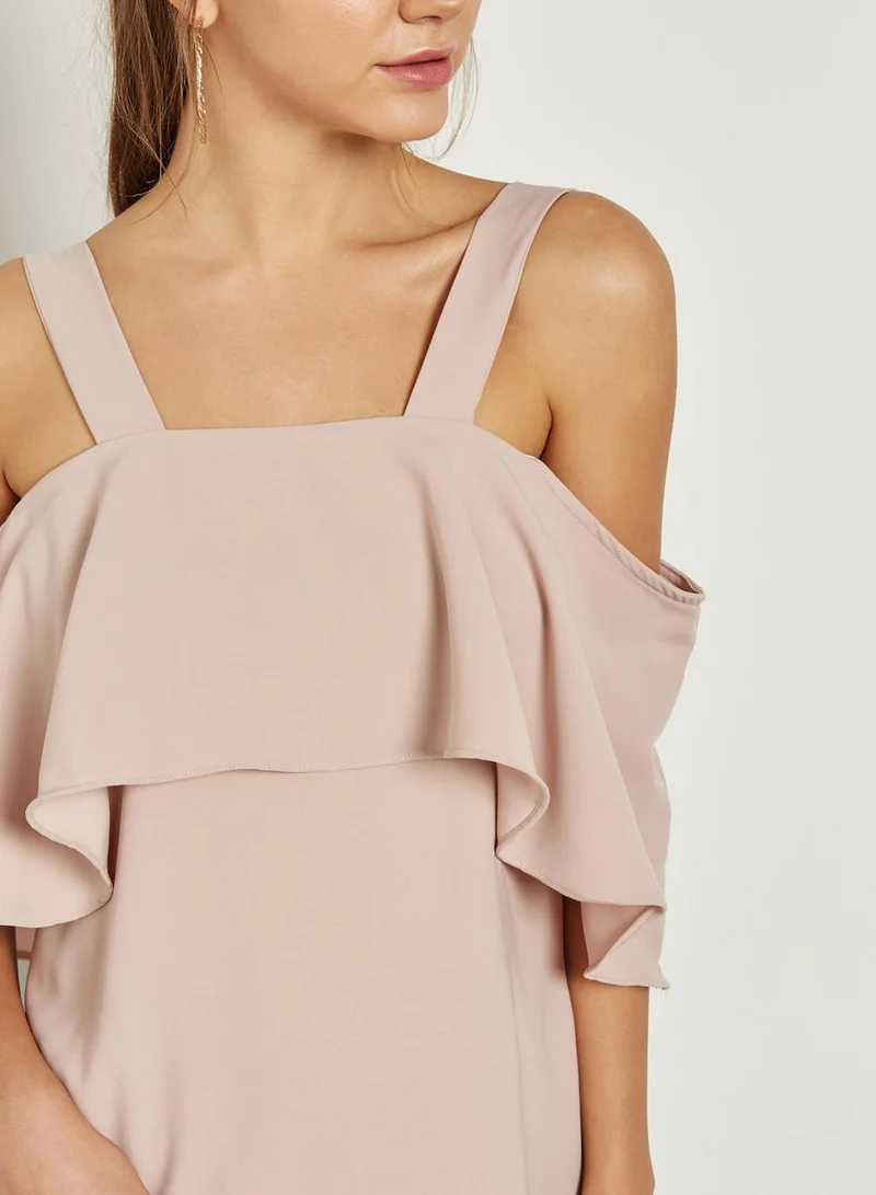 Ginger Ruffle Cold Shoulder Top