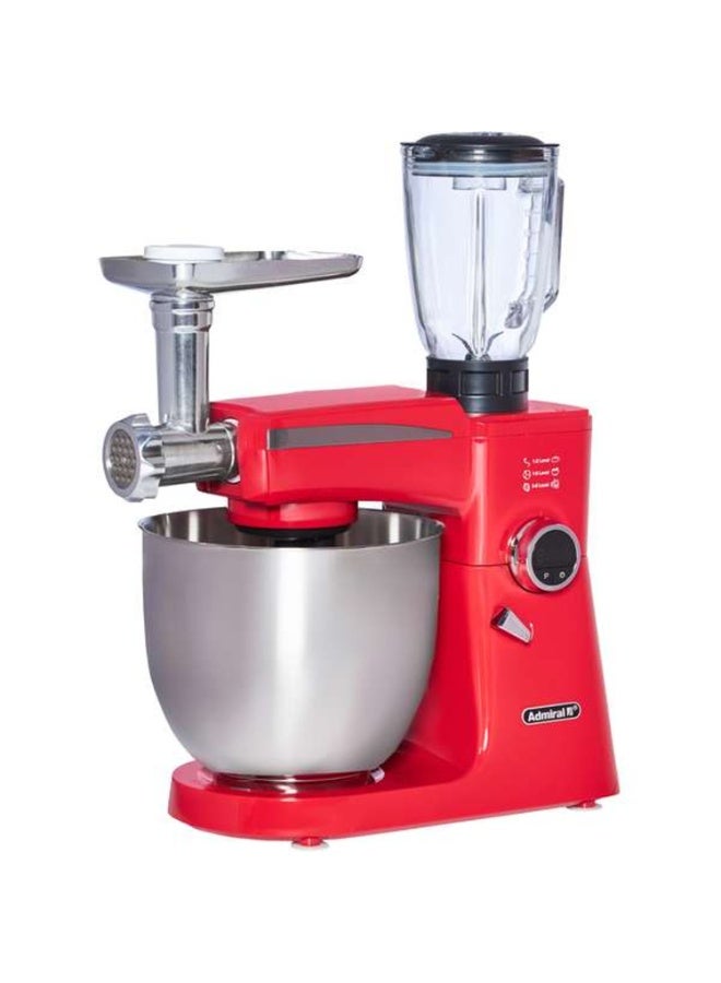 Admiral Professional Stand Mixer | 3-in-1 Multifunction Kitchen Machine with Full Metal Gear System, All-Copper Motor, LED Timer Display & Built-in Bowl Light | Includes Stainless Steel Bowl, Dough Hook, Whisk, Beater 10 L 2000 W ADSM-10SS20 Red - Image 1