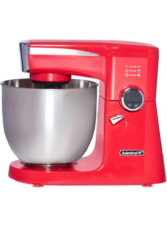 Admiral Professional Stand Mixer | 3-in-1 Multifunction Kitchen Machine with Full Metal Gear System, All-Copper Motor, LED Timer Display & Built-in Bowl Light | Includes Stainless Steel Bowl, Dough Hook, Whisk, Beater 10 L 2000 W ADSM-10SS20 Red - Image 2