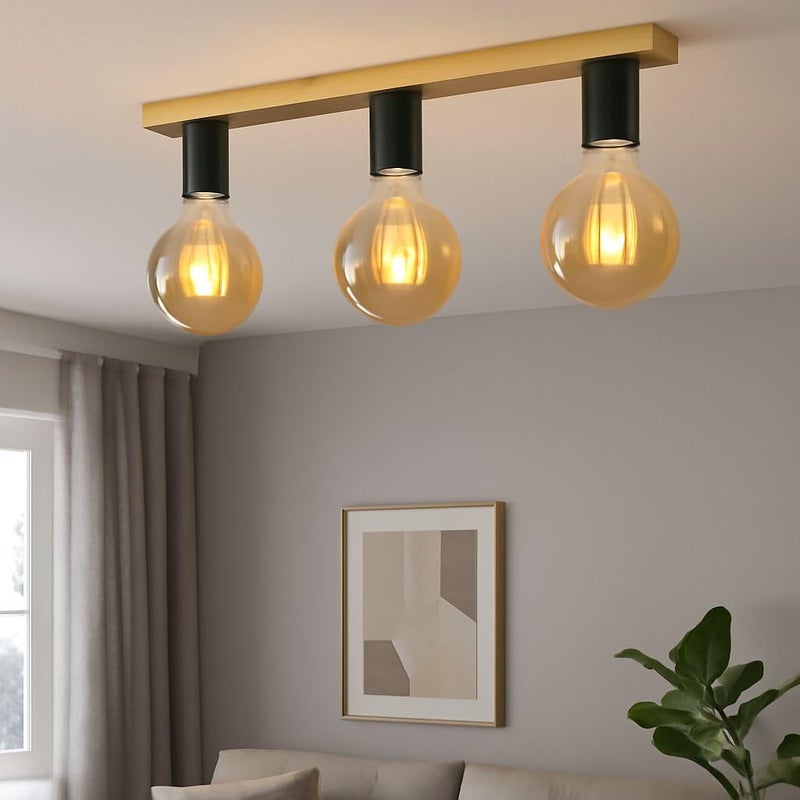 Modern 3-Light Ceiling Track Light Fixture, Black and Gold, Globe Glass Shades without Bulbs - Image 2