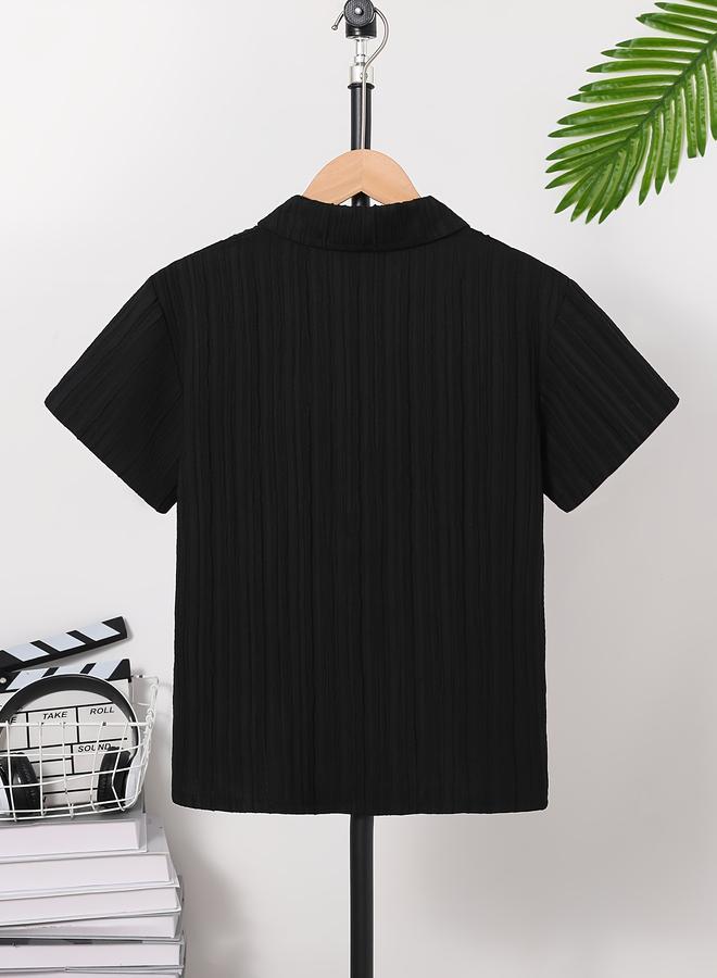 تايك تو قميص بتفاصيل بارزة الملمس مع أزرار - Image 2