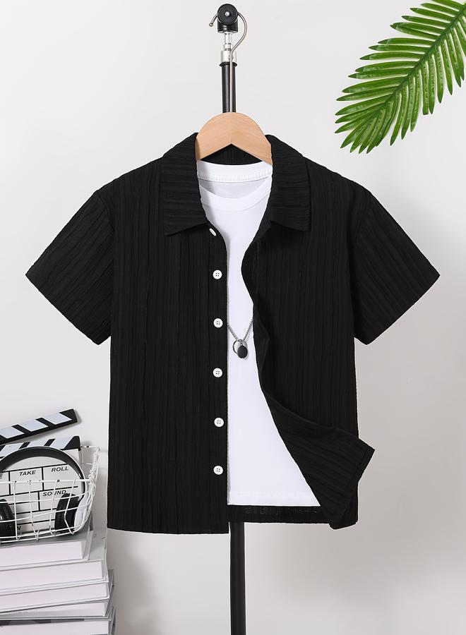 تايك تو قميص بتفاصيل بارزة الملمس مع أزرار - Image 1