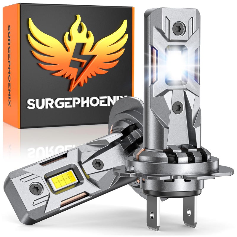 Surgephoenix H7 Light Bulbs, 50000LM Super Brighter, 1:1 Mini Size,6500K Cool White Tail Light Covers H7 Fog Light Bulbs or Off Road Light Pack of 2 - Image 1