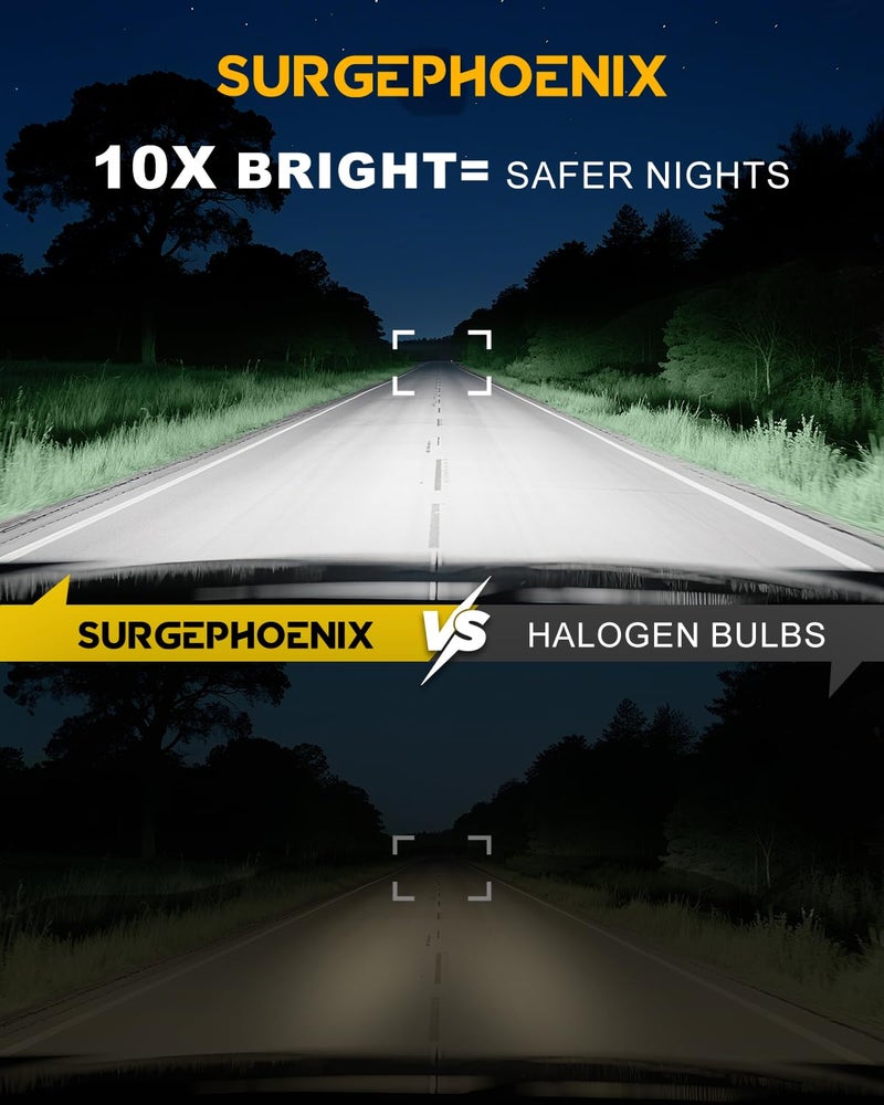 Surgephoenix H7 Light Bulbs, 50000LM Super Brighter, 1:1 Mini Size,6500K Cool White Tail Light Covers H7 Fog Light Bulbs or Off Road Light Pack of 2 - Image 2