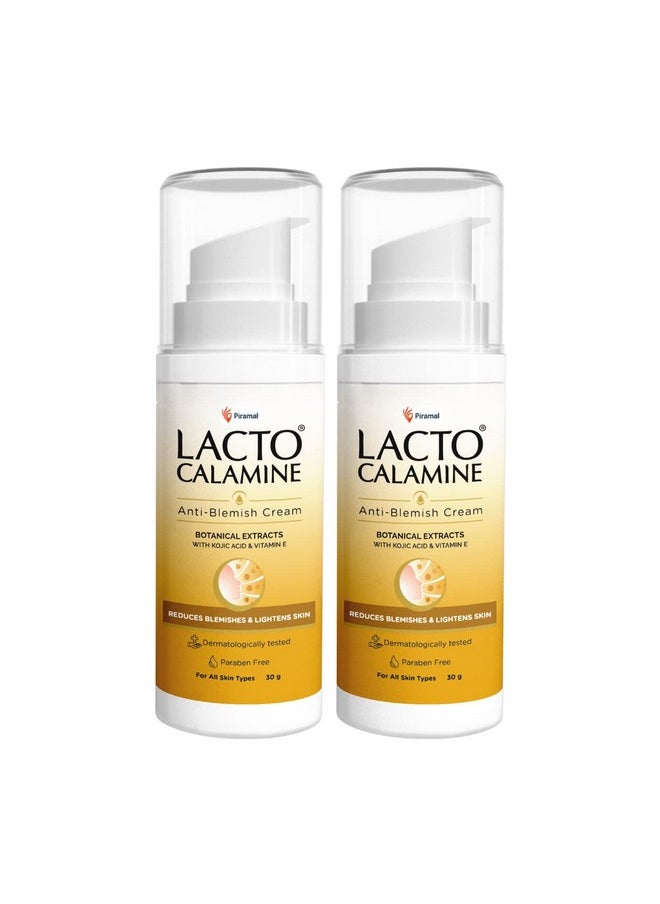 Lacto Calamine Anti Blemish Face Cream 30G X 2 Kojic Acid Botanical Extracts & Vitamin E Fades Acne Marks & Blemishesreduces Pigmentation & Lightens Skinno Parabens & Dermatologically Tested  - Image 1