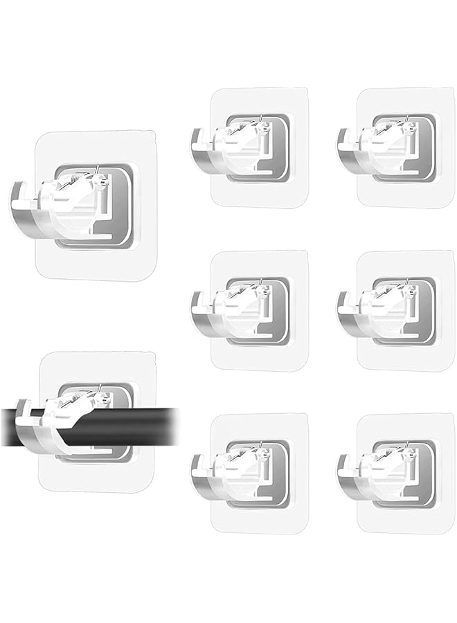 erorex 6Pcs No Drill Curtain Rod Brackets, Self Adhesive Curtain Rod Holder Hooks, Adjustable Curtain Rod Hooks Curtain Hangers, Wall Mount Curtain Rod Holder Suitable for Poles of 0.4-0.78 Inch(Transparent)  - Image 1