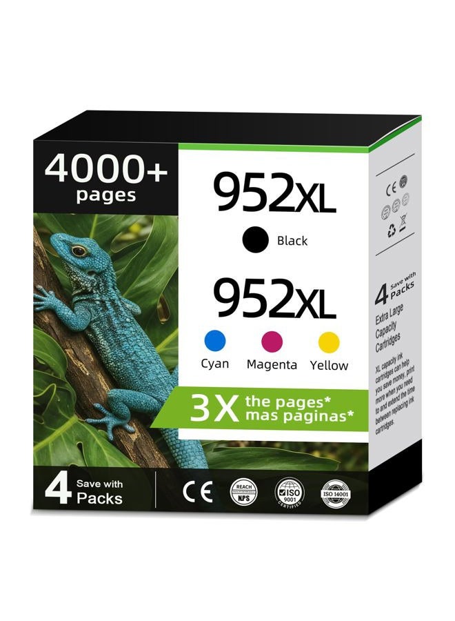 Relcolor 952XL Ink Cartridge Black Color Combo for HP 952 XL Compatible for HP952XL HP952 for OfficeJet 8710 8720 7740 8725 8210 8715 8702 8740 8725 7720 8730 8216 8700 Printer Black Cyan Magenta Yellow 4 Pack - Image 1