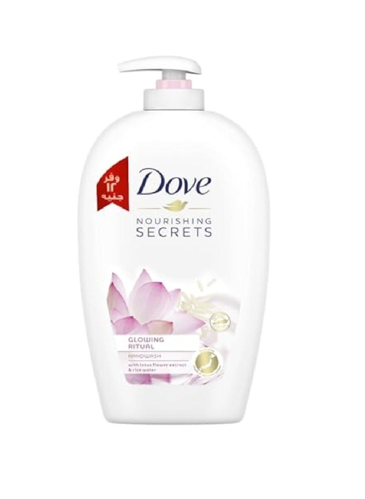 دوف غسول اليدين المرطب نوريشينج سيكريتس من دوف مصنوع مستخلص زهرة اللوتس وماء الأرز لأيدي ناعمة وملساء وبشرة مشرقة 500 مل