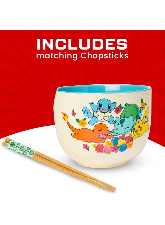 Silver Buffalo Pokemon Floral Starters Boxed 20oz. Ceramic Ramen Bowl with Chopsticks - Image 3
