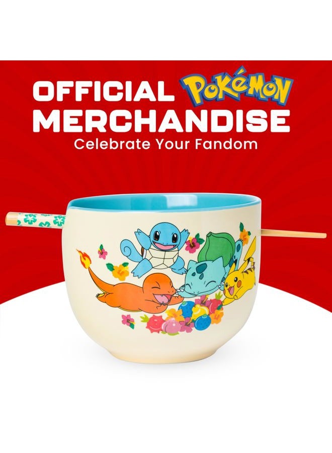 Silver Buffalo Pokemon Floral Starters Boxed 20oz. Ceramic Ramen Bowl with Chopsticks - Image 5