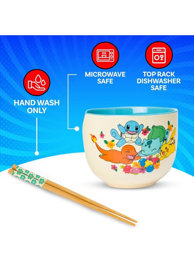 Silver Buffalo Pokemon Floral Starters Boxed 20oz. Ceramic Ramen Bowl with Chopsticks - Image 4