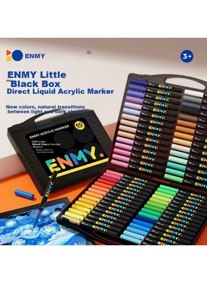 Enmi Small Black Box Direct Liquid 36 Colors Acrylic Marker Pen Non-transparent Color Stackable Color Pen Art Special Soft Head Primary School Students Painting Pen Watercolor Pen Children's Pen Core - Image 1
