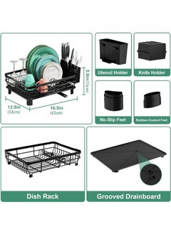 Reelyo Dish Drying Rack, Dish Drying Rack, Horizontal Mount, Automatic Drainage, Rust Free, Large Capacity, Kitchen Storage, Water Flow, Dish Rack, Bowl Rack, Chopsticks Storage, Knife Holder  - Image 3