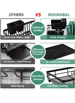 Reelyo Dish Drying Rack, Dish Drying Rack, Horizontal Mount, Automatic Drainage, Rust Free, Large Capacity, Kitchen Storage, Water Flow, Dish Rack, Bowl Rack, Chopsticks Storage, Knife Holder  - Image 4