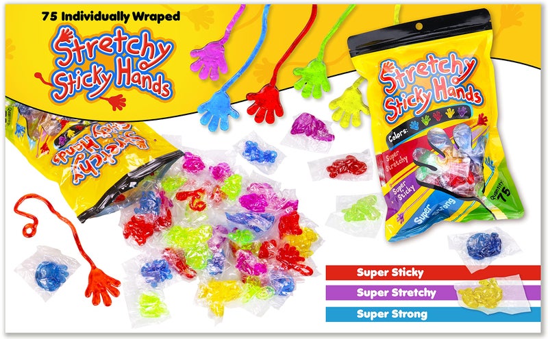 Giraffe Manufacturing 75 Pcs Bulk Sticky Hands for Kids - Slappy Slap Little Small Hands Sticky Toy - Goodie Bags Stuffers Party Favors for Birthday, Treasure Box, Hand Game 4-8, 8-12 - Christmas Stocking Stuffer for Kids - Image 5