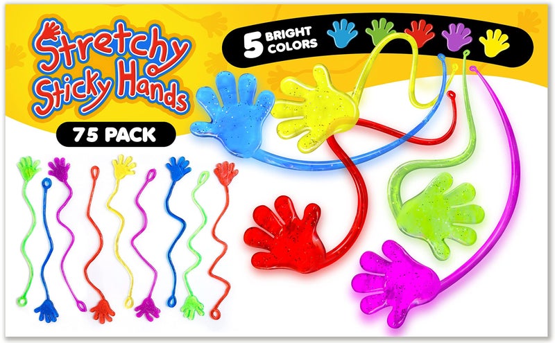 Giraffe Manufacturing 75 Pcs Bulk Sticky Hands for Kids - Slappy Slap Little Small Hands Sticky Toy - Goodie Bags Stuffers Party Favors for Birthday, Treasure Box, Hand Game 4-8, 8-12 - Christmas Stocking Stuffer for Kids - Image 3
