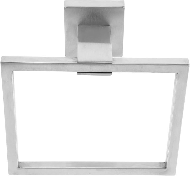Brushed Stainless Steel Square Towel Ring Wall Mount Holder For Bathroom Kitchen - Image 1