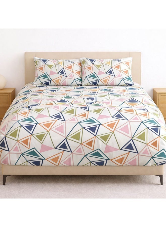 snooze Fitted bed sheet set 3pcs, double size + 2 Free Pillowcases, Trigo design - Image 1