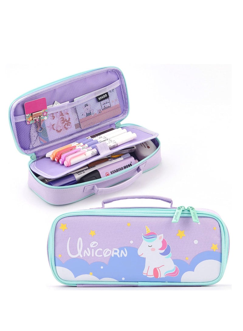 Loquat Pencil Case Cute Unicorn Pencil Pouch Medium Capacity Portable Multifunction Pen Bag with Compartments for Girls Kids Teen - Image 1