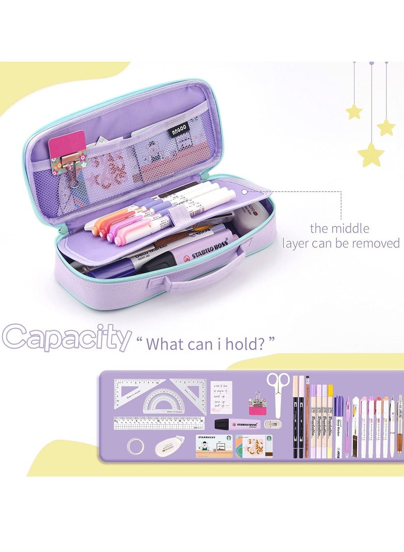Loquat Pencil Case Cute Unicorn Pencil Pouch Medium Capacity Portable Multifunction Pen Bag with Compartments for Girls Kids Teen - Image 3