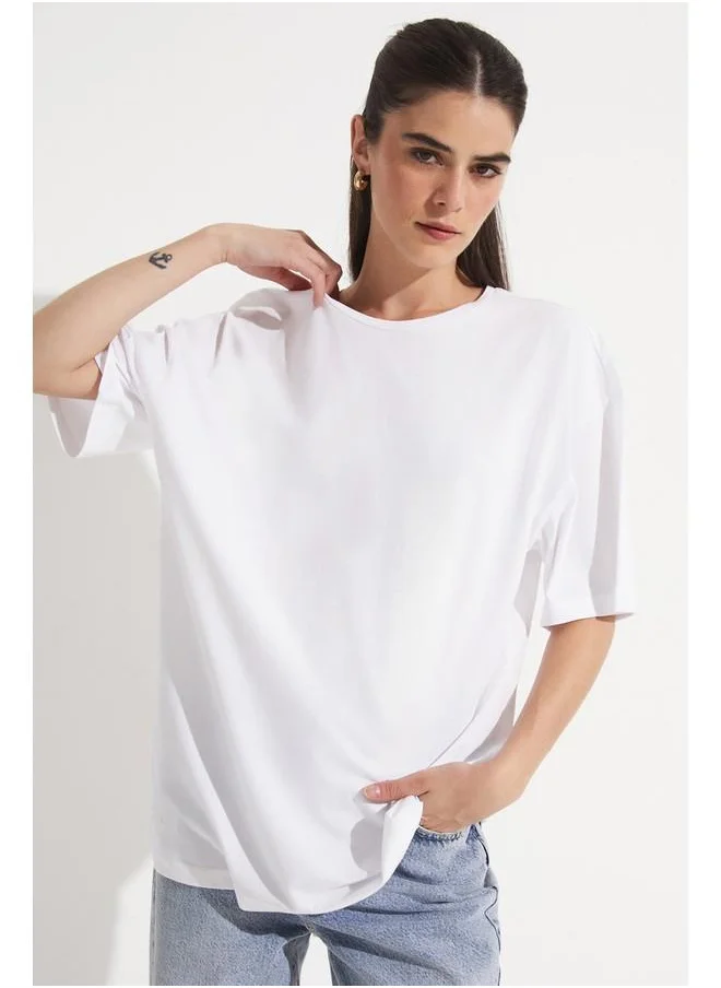 JUNE June Oversize 100% Cotton Tshirt White