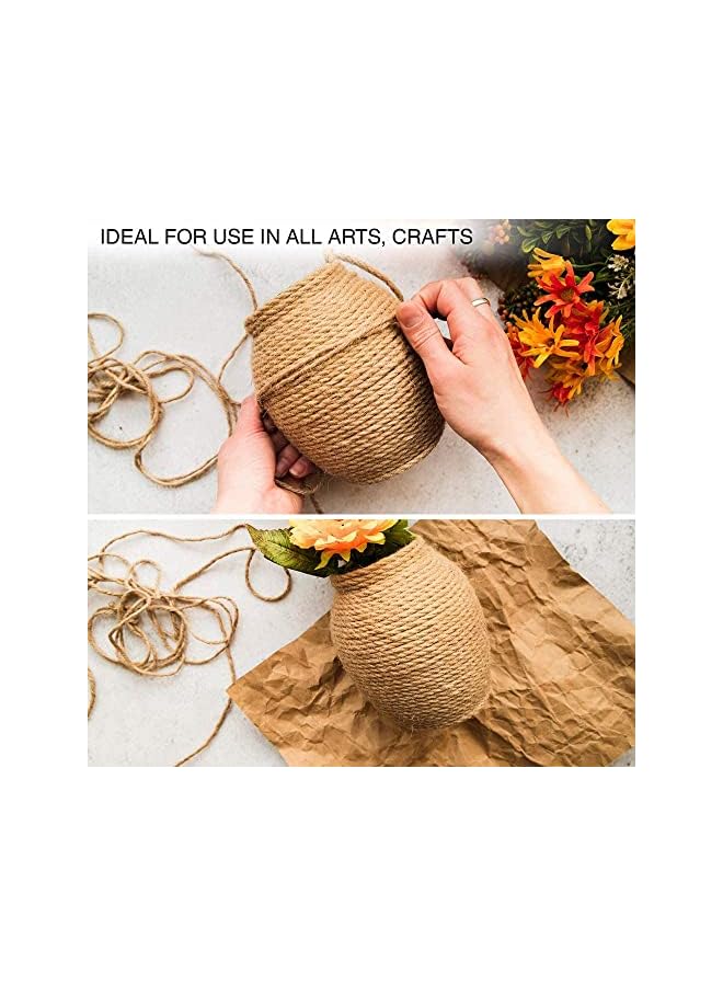 The Bros Natural Jute Twine, 100m/330 Feet Brown Thick Jute Rope. 3mm/4Ply Jute String for Floristry, DIY Arts & Crafts, Gifts Wrapping, Decoration, Bundling, Garden & Recycling  - Image 3