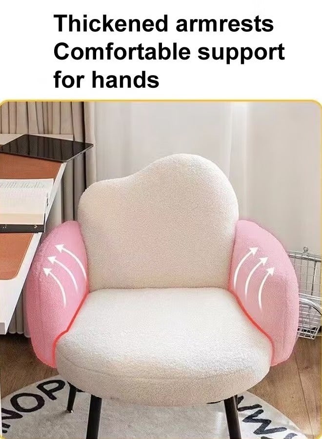 Raffine Modern Minimalist Design Single Sofa Comfy Fluffy Vanity Chair Elegant Makeup Desk Chair Ergonomic Backrest Dinning Chair with Armrests for Bedroom Living Room 45x47x81 cm - Image 4