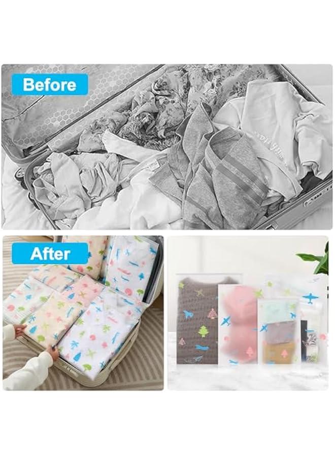 24PCS Travel Storage Bags for Clothes, Frosted Reusable Bags Plastic Ziplock Bags, Waterproof Resealable Clothing Packaging Bags Luggage Organizer Pouch for Clothes, Towels, Cosmetics (4 Size) - Image 2