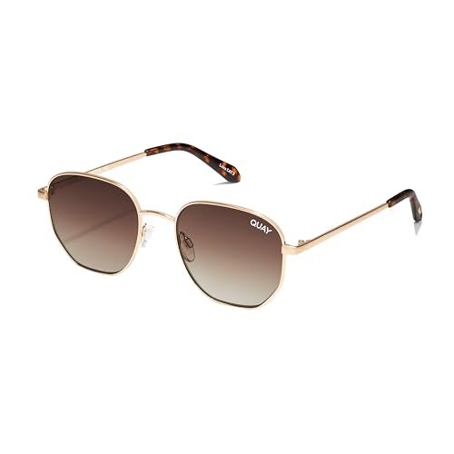 Quay - Sunglasses for Men & Women, Round Lenses with UV Protection (Big Time, Brushed Gold) - Image 1