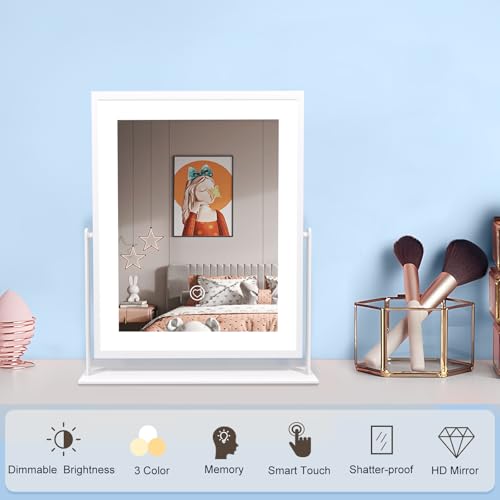Beelux Vanity Mirror with Lights, New Hollywood Lighted Makeup Mirror with Dimmable Light, Smart Control, Memory, Adjustable Warm White/Natural/Daylight, Birthday Present, 360°Rotation (11 in. White) - Image 2