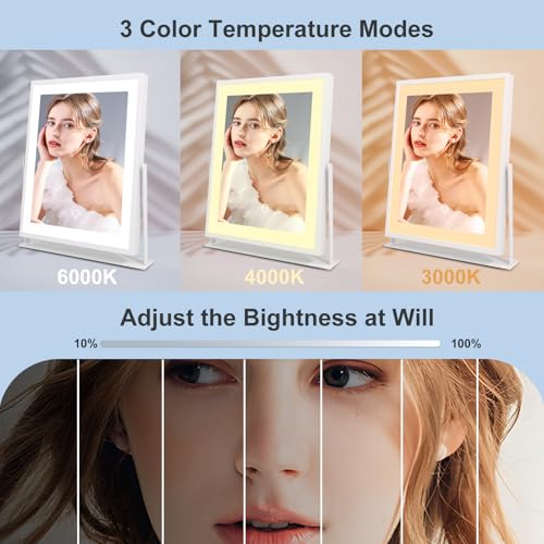 Beelux Vanity Mirror with Lights, New Hollywood Lighted Makeup Mirror with Dimmable Light, Smart Control, Memory, Adjustable Warm White/Natural/Daylight, Birthday Present, 360°Rotation (11 in. White) - Image 3