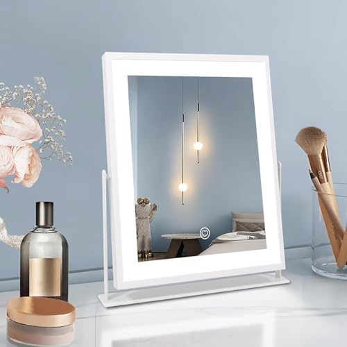 Beelux Vanity Mirror with Lights, New Hollywood Lighted Makeup Mirror with Dimmable Light, Smart Control, Memory, Adjustable Warm White/Natural/Daylight, Birthday Present, 360°Rotation (11 in. White) - Image 1