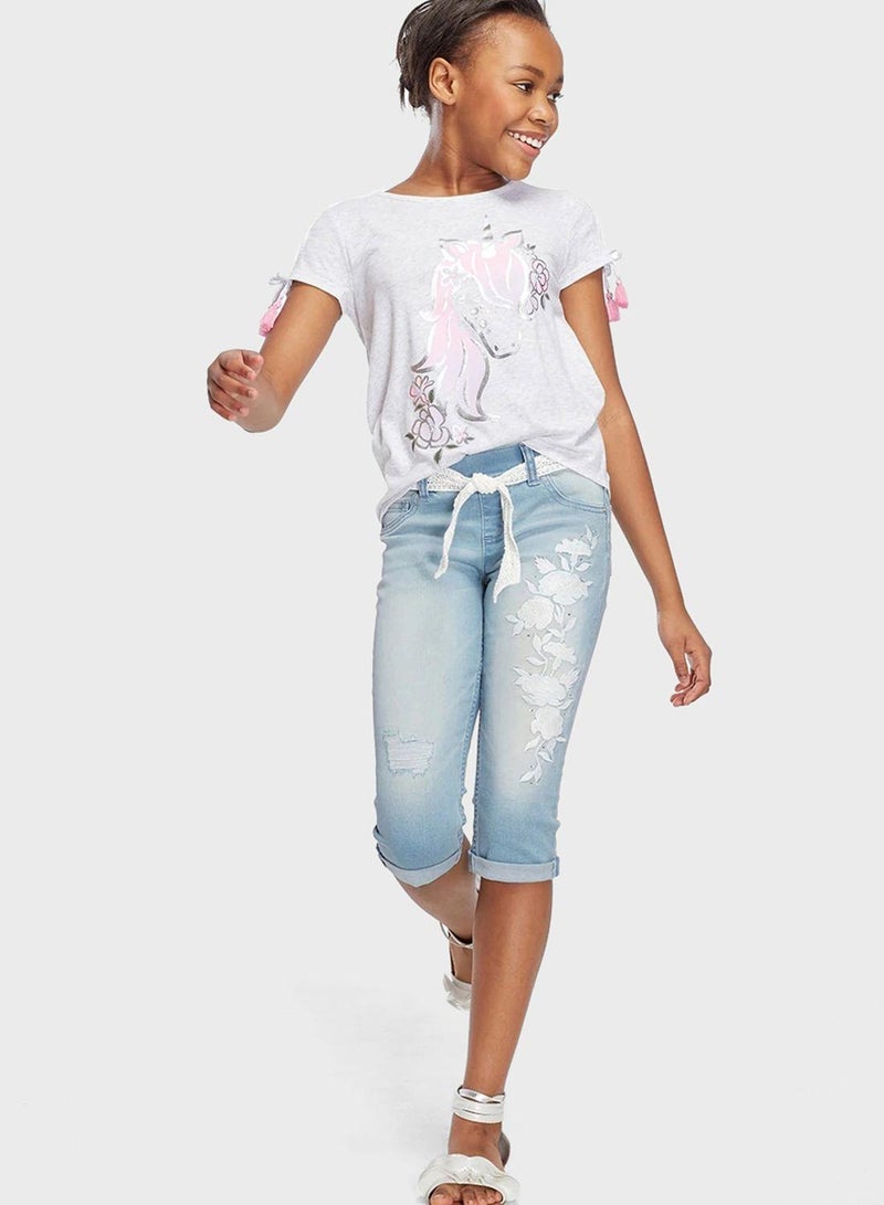 جاستس شورت جينز مزين بازهار مطرزة - Image 1