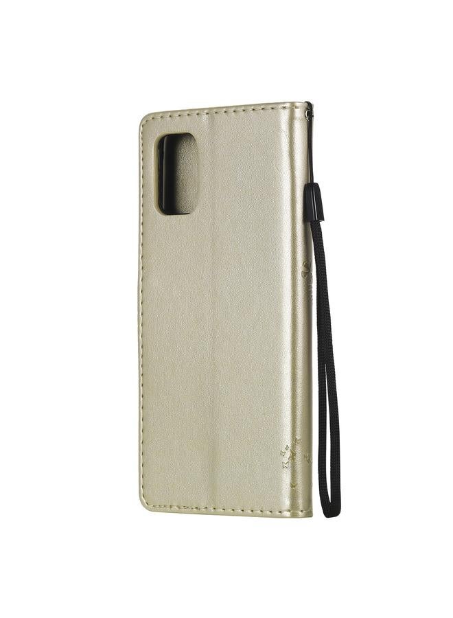 اس-توب جراب لهاتف Samsung Galaxy M31s بنقشة شجرة وقطة مضغوطة، جراب جلدي PU قلاب أفقي مع حامل وفتحات للبطاقات ومحفظة وحبل تعليق - Image 3