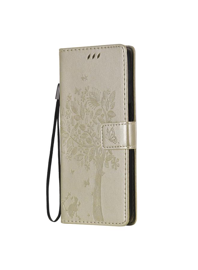 اس-توب جراب لهاتف Samsung Galaxy M31s بنقشة شجرة وقطة مضغوطة، جراب جلدي PU قلاب أفقي مع حامل وفتحات للبطاقات ومحفظة وحبل تعليق - Image 2