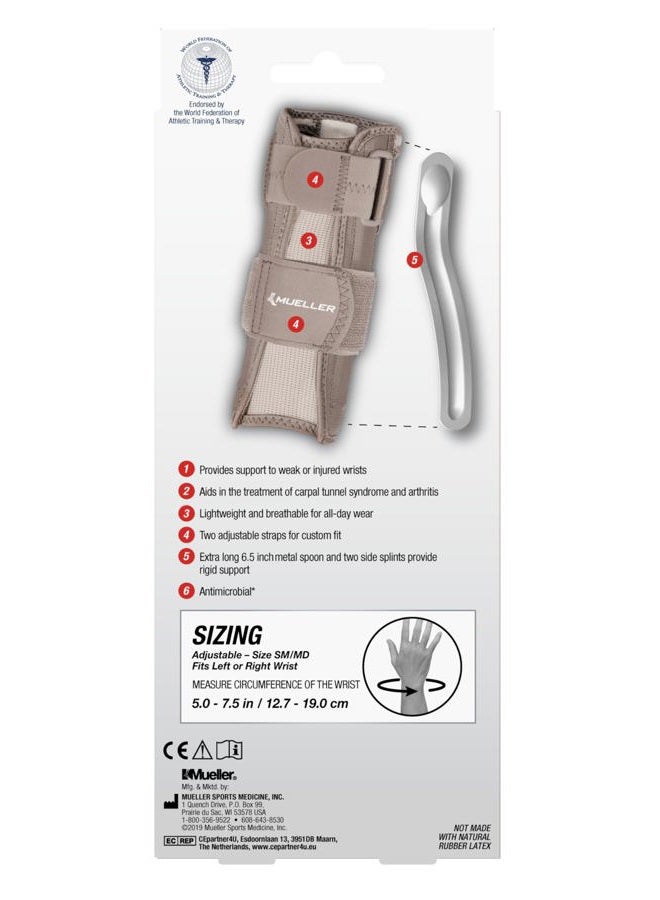 Mueller Sports Medicine Reversible Wrist Stabilizer with Splint, Wrist Pain Relief Support for Men and Women, Ideal for Carpal Tunnel, Tendinitis, Arthritis, Taupe, Small/Medium - Image 5