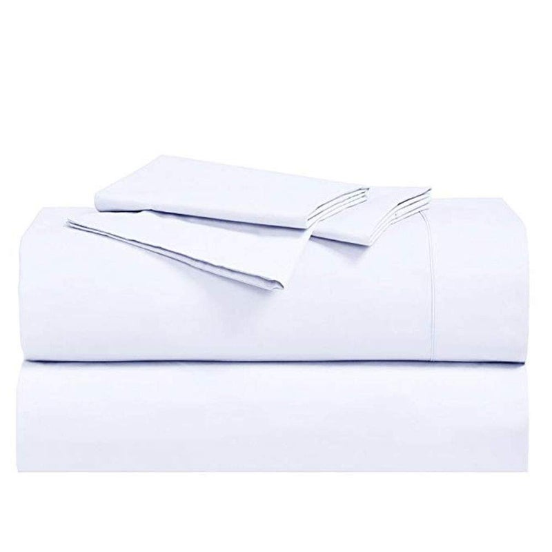 Royal Hotel Bedding Abripedic Crispy Percale Sheets 300ThreadCount 4PC Solid Sheet Set 100 Cotton Super Deep Pocket King White