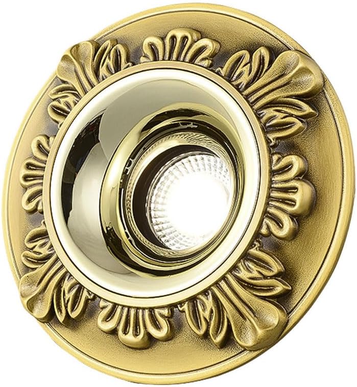 8W Dimmable LED Recessed Light Fixtures, Adjustable Angle Downlight, Brass Spotlights, COB Bull's Eye Lamp Brass Light Fixtures Ceiling Mount Kitchen 3 Color Di - Image 1
