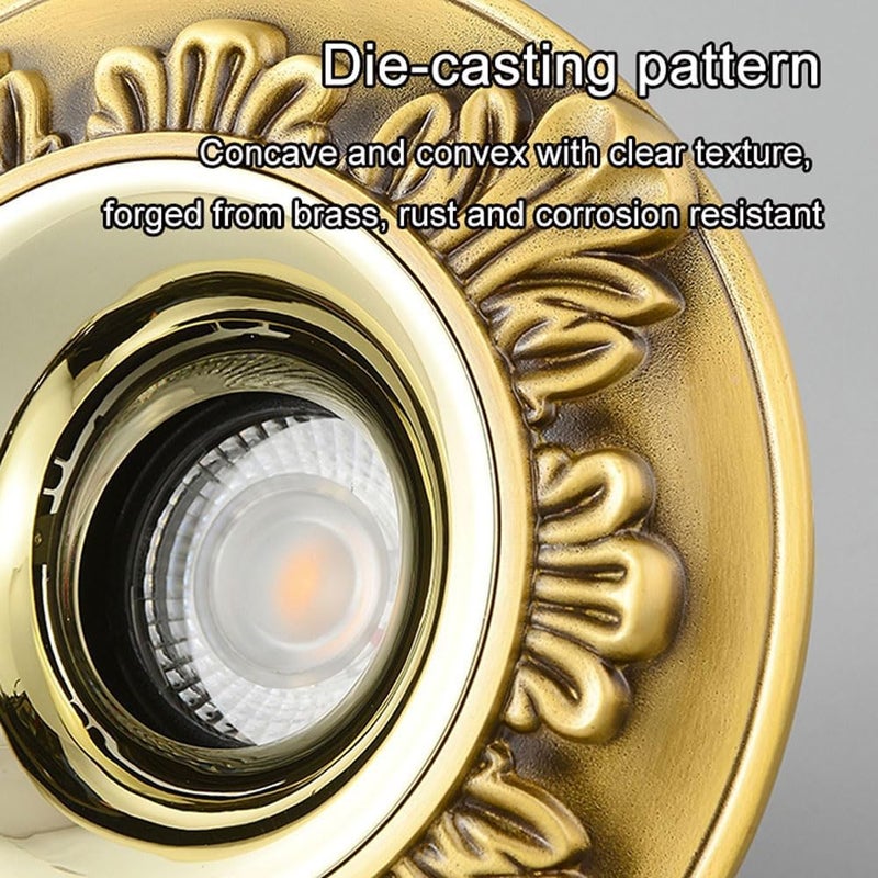 8W Dimmable LED Recessed Light Fixtures, Adjustable Angle Downlight, Brass Spotlights, COB Bull's Eye Lamp Brass Light Fixtures Ceiling Mount Kitchen 3 Color Di - Image 5