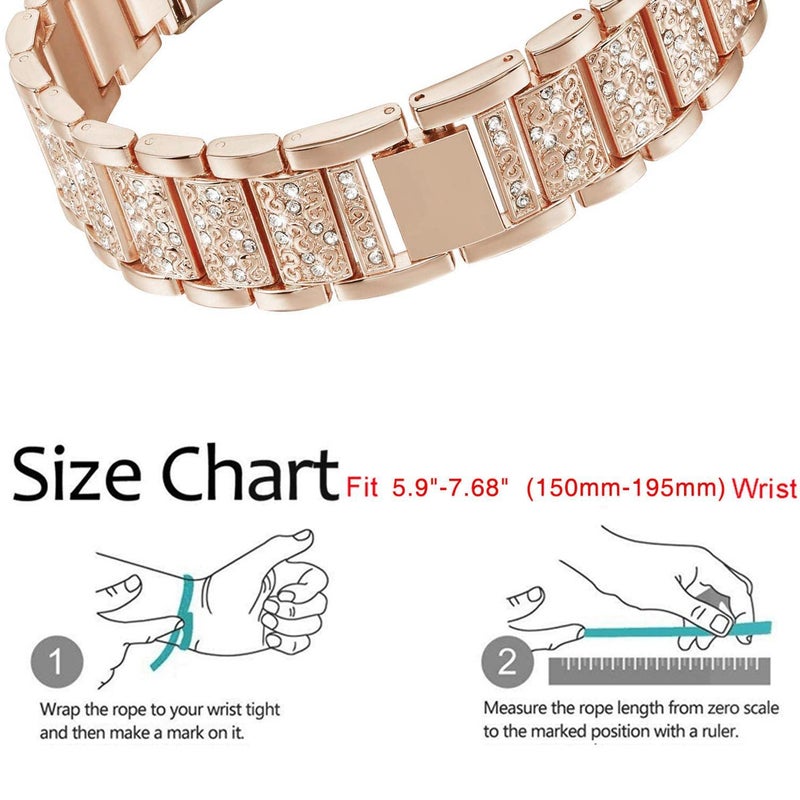 Abanen Bling Crystal Bands for Fitbit Charge 5 / Charge 6, Alloy Metal Bands Adjustable Women Wristbands Strap for Fitbit Charge 5 (Rose Gold) - Image 4