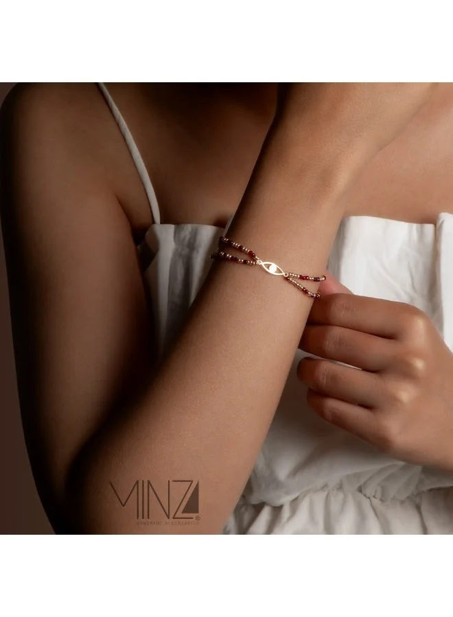 Minza  Minza “Egyptian” Women’s Bracelet, Pure 18K Gold, Czech Beads, Agate Stone, Handmade Bracelet for Women, Beaded Bracelet, Jewelry for Casual & Special Occasion for Women | Best Price UAE