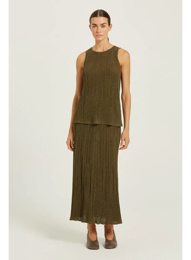 Mısırlı 1951 Olive Green Sequin-Detail Sleeveless Blouse.