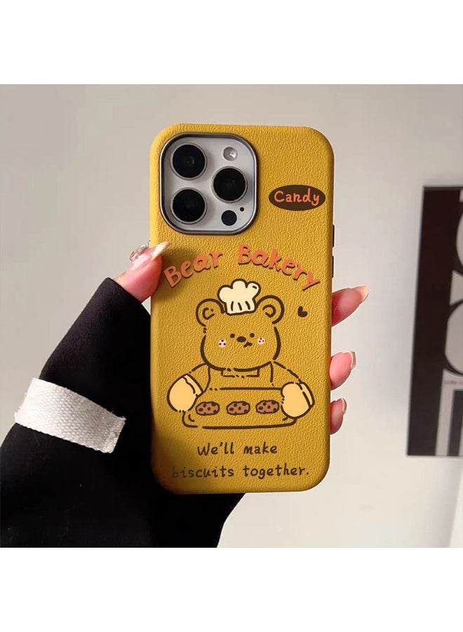 NIBEMINENT Cute Teddy Bear Protective TPU Case Cover For iPhone 15 Pro Max, Emma Orange - Image 1
