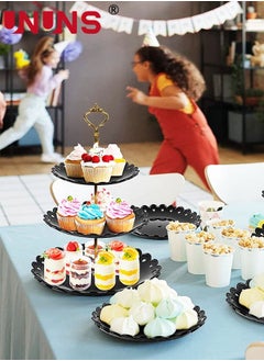 UNUNS 3-Tier Cake Stand,Floral Dessert Fruit Snack Tower Tray For Wedding, Home Birthday,Tea Party  - Image 4