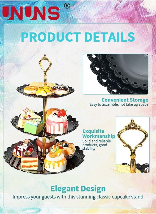 UNUNS 3-Tier Cake Stand,Floral Dessert Fruit Snack Tower Tray For Wedding, Home Birthday,Tea Party  - Image 3