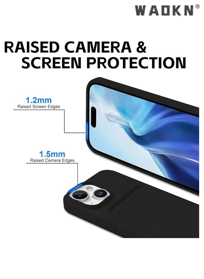 دبليو أيه أو كي أن القضية الهاتفية محفظة السيليكون الممتازة لآيفون 16 ، جيب حامل بطاقة الائتمان الآمن ، غطاء واقي دائم مناسب نحيف مع فتحة البطاقة ، حالة محفظة سوداء لامتصاص الصدمات لآيفون 16 - Image 2